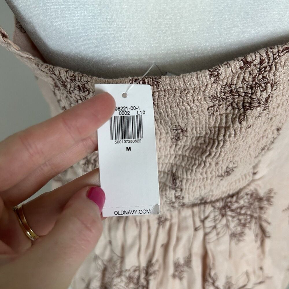 Women’s Old Navy Fit & Flare 100% Rayon Mini Dress Blush Pink Floral Size M - Picture 3 of 5